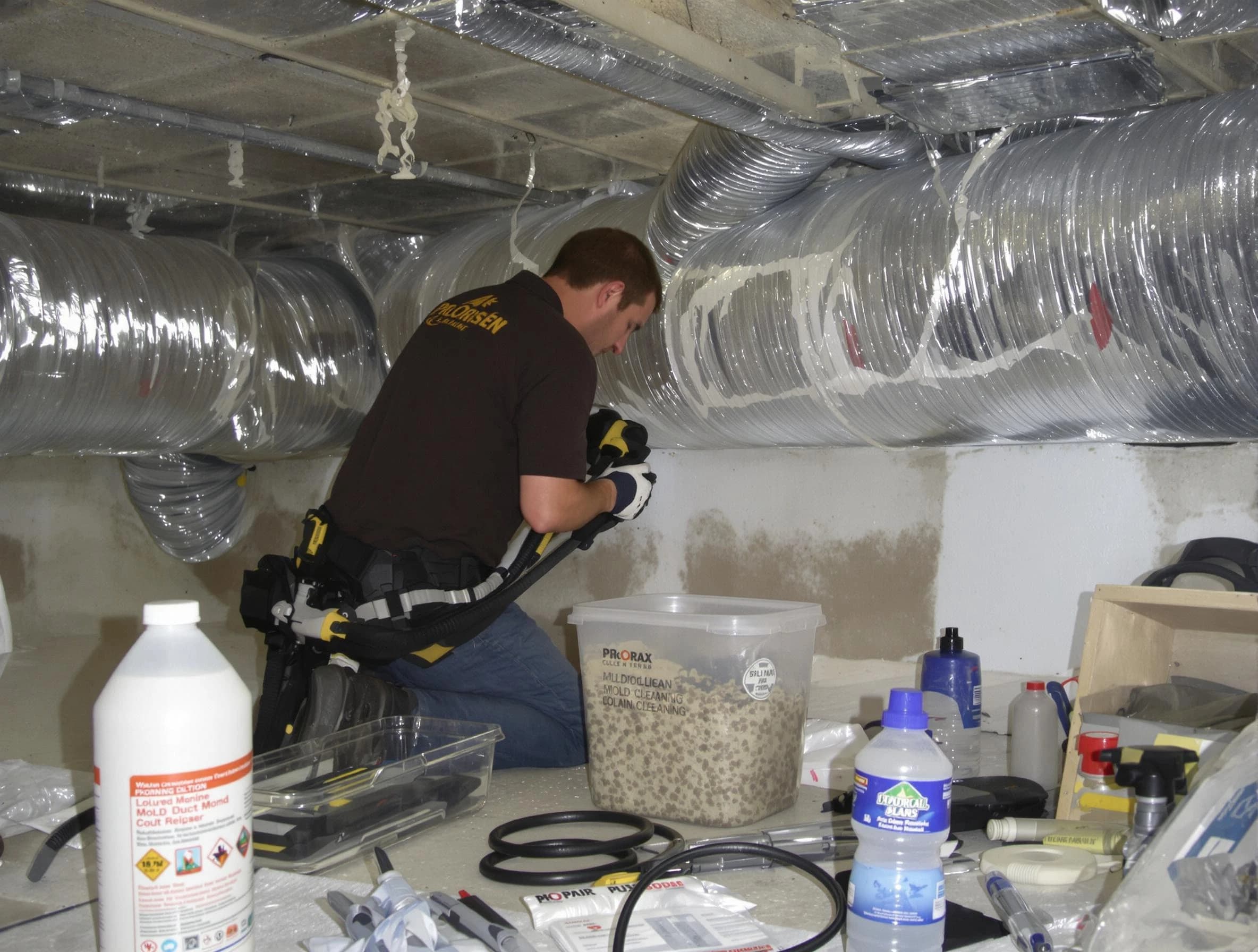 Murfreesboro Air Duct Cleaning specialist performing professional mold removal from air ducts in Murfreesboro