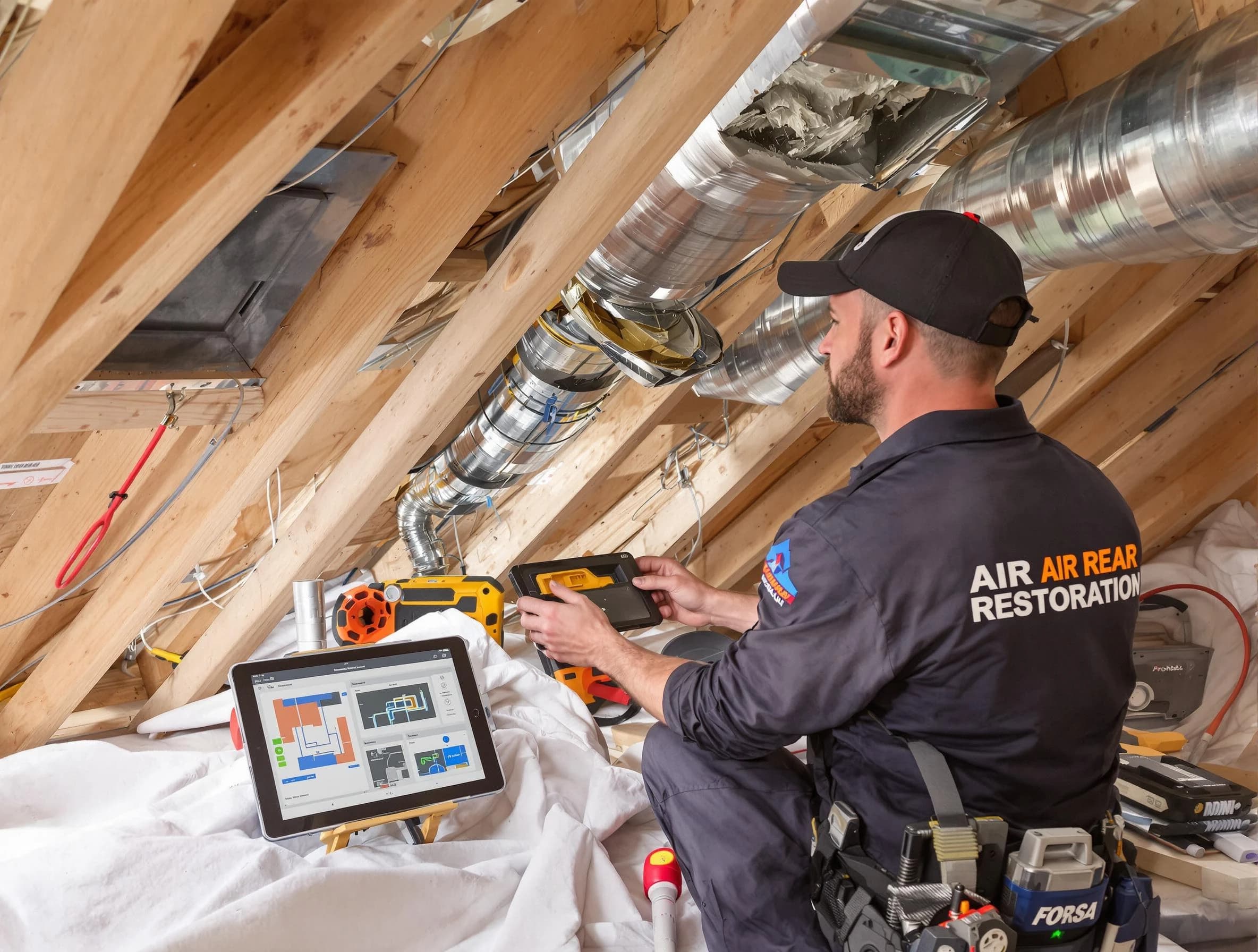 Murfreesboro Air Duct Cleaning technician performing precise duct repair work in Murfreesboro
