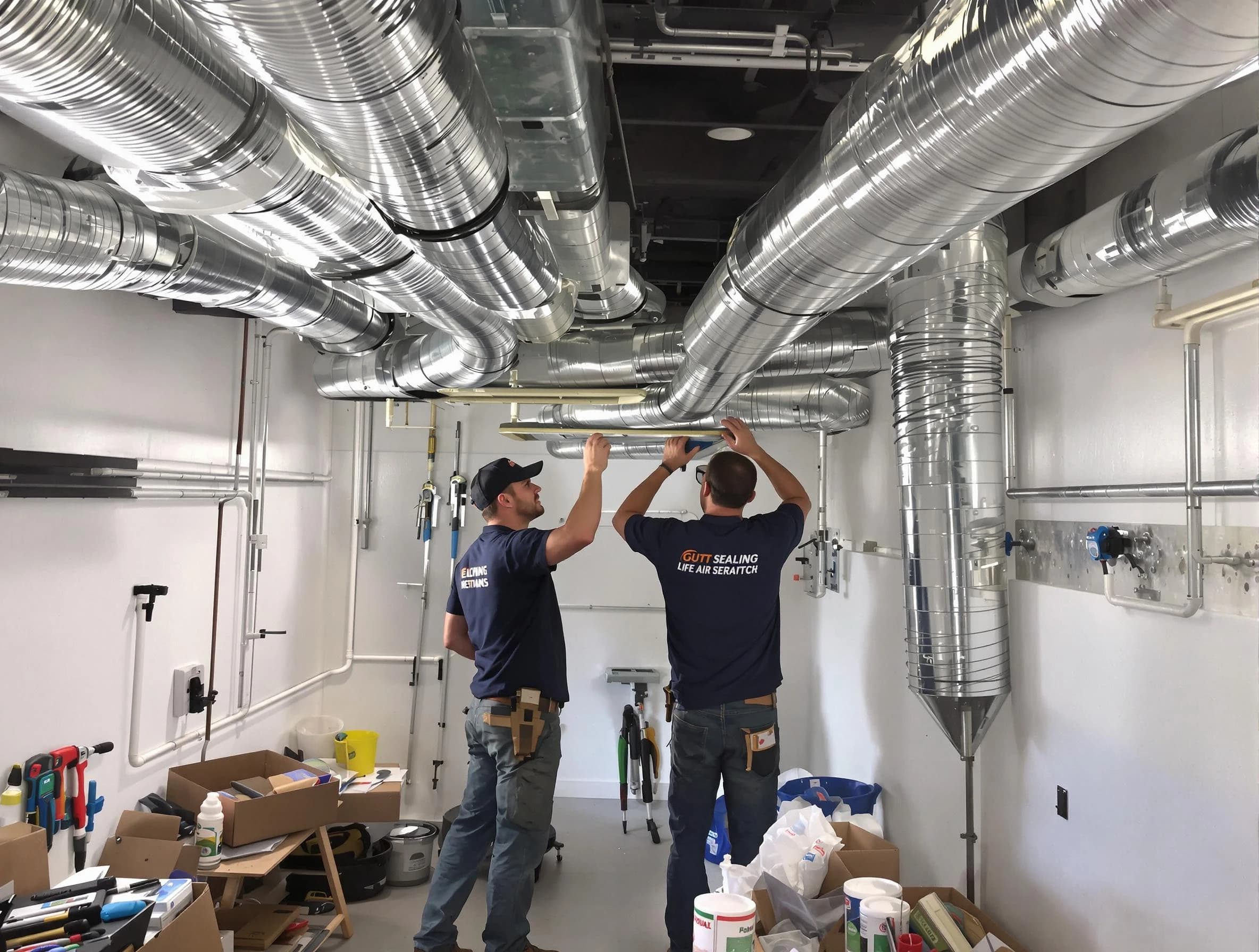 Murfreesboro Air Duct Cleaning technician applying professional duct sealing solutions in Murfreesboro