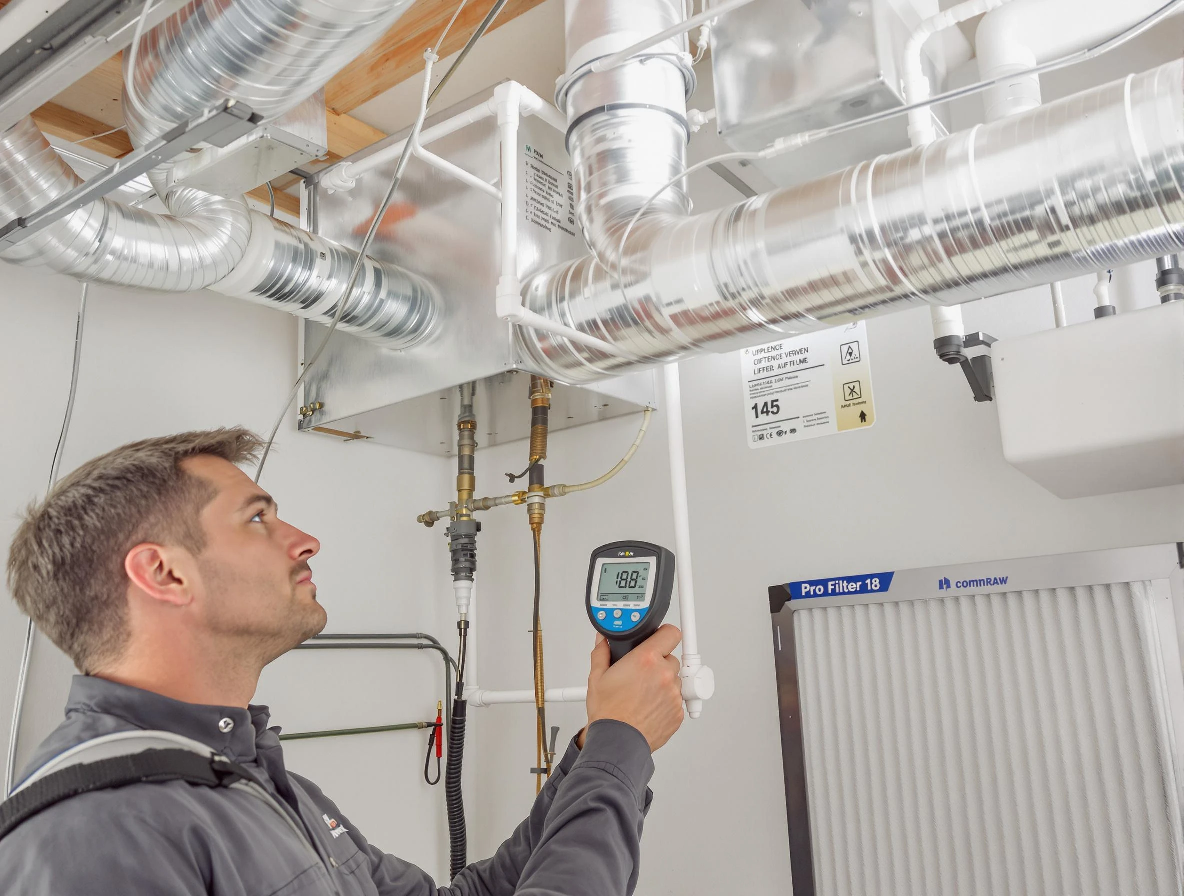 Murfreesboro Air Duct Cleaning expert conducting detailed filter system inspection using diagnostic tools in Murfreesboro